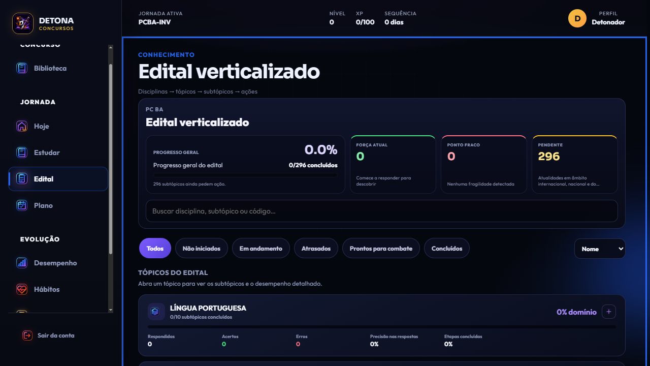 Edital verticalizado real do DETONA