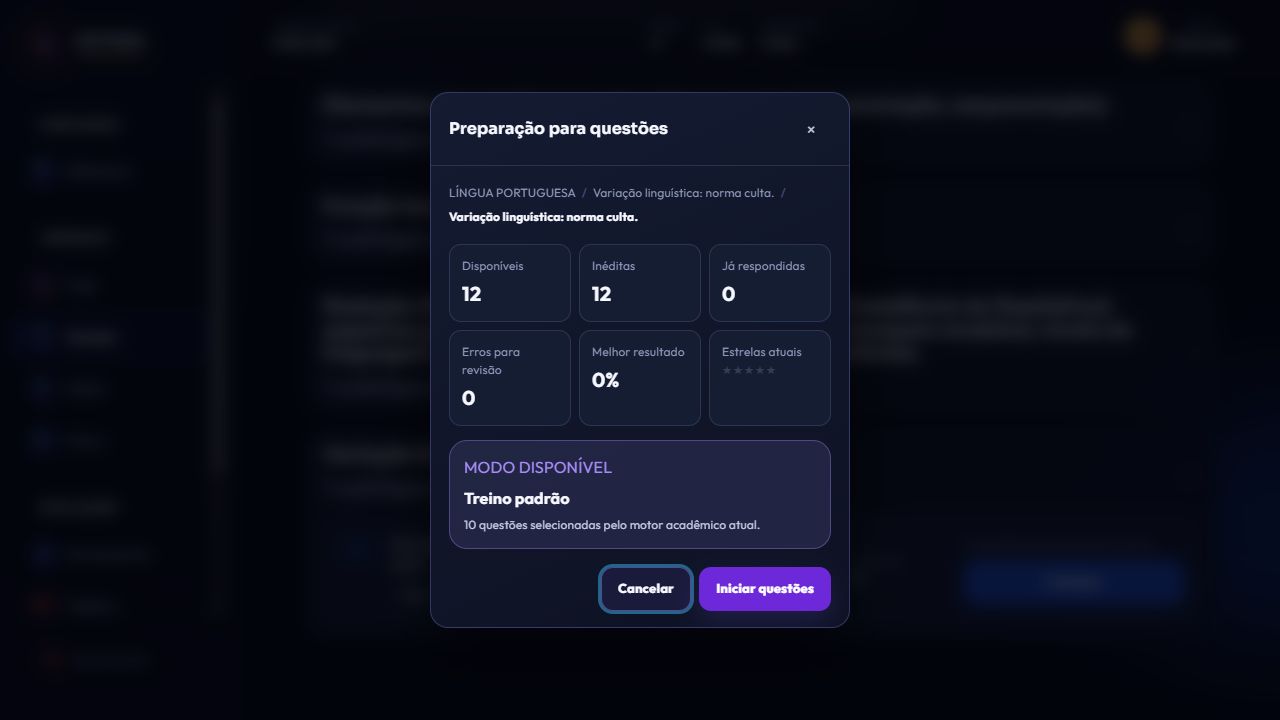Preparação para uma sessão de questões no DETONA