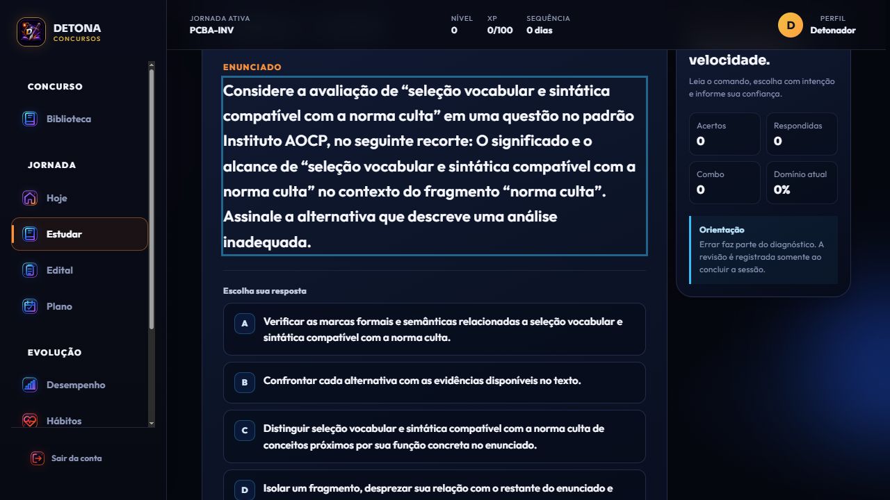 Questão real aberta no modo seguro do DETONA