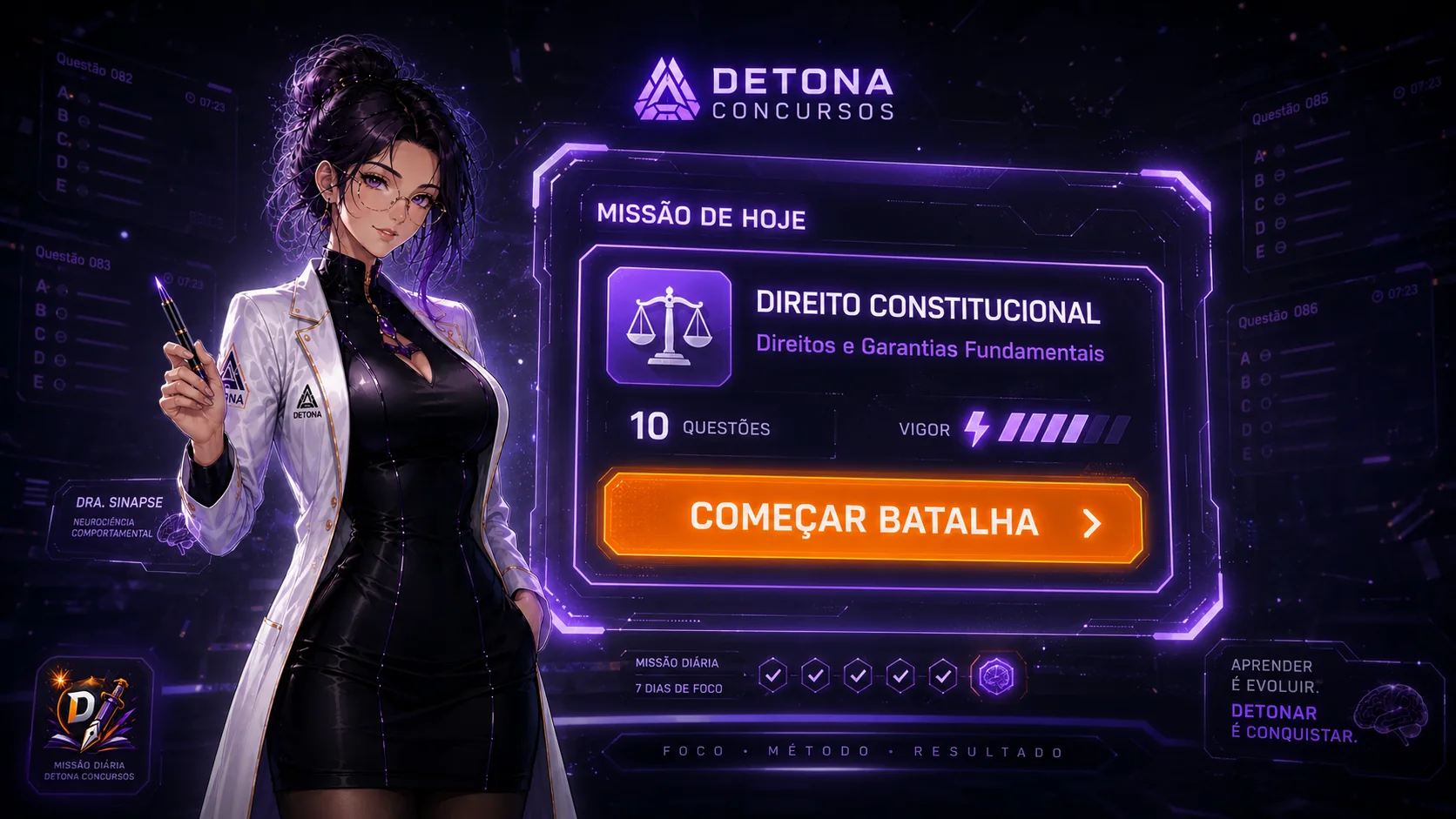 Conceito visual da missão diária no DETONA